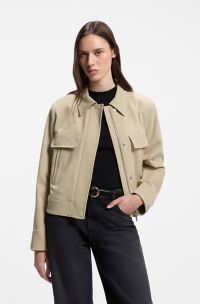 Regular-fit stretch cotton blazer, Beige