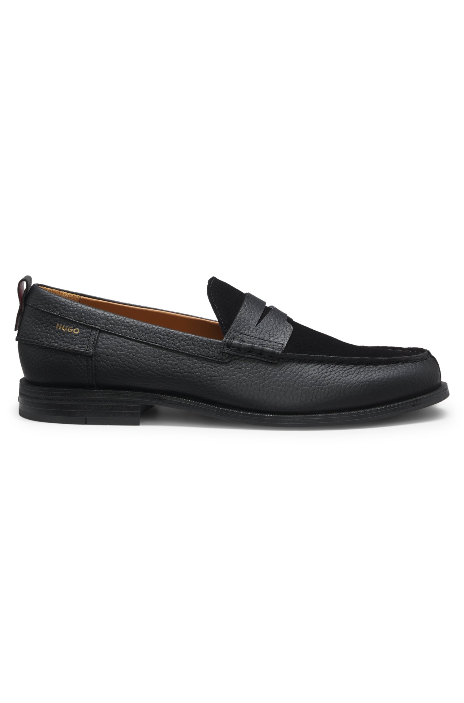 Hugo Grained-leather loafers with suede vamp herr – bild 3
