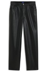 Relaxed-Fit Hose aus Kunstleder mit aufgesetzten Taschen, Schwarz