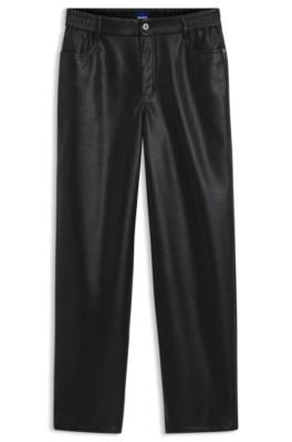 Hugo Relaxed-fit faux leather trousers with patch pockets skinnbyxor dam – bild 4