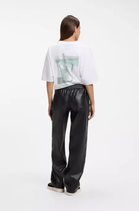 Pantalon Relaxed en similicuir avec poches plaquées
