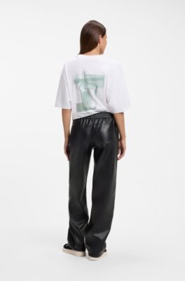 Hugo Relaxed-fit faux leather trousers with patch pockets skinnbyxor dam – bild 2