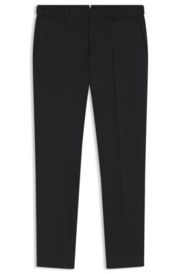 Slim-fit trousers in washable stretch cotton, Black
