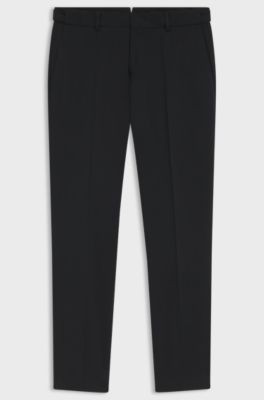 Slim-fit trousers in washable stretch cotton, Black