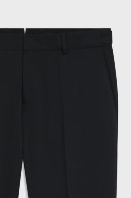 Slim-fit trousers in washable stretch cotton, Black