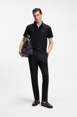 Pantalon Slim en coton stretch lavable, Noir