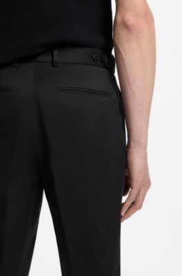 Slim-fit trousers in washable stretch cotton, Black