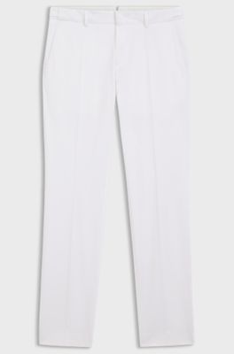 Pantaloni slim fit in cotone elasticizzato lavabile, Bianco