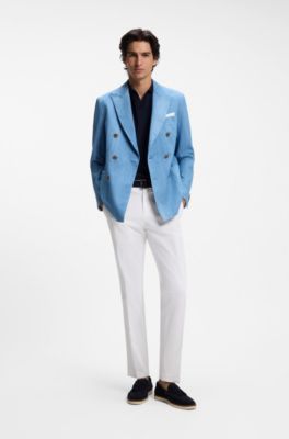 Slim-fit trousers in washable stretch cotton, White