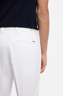 Slim-fit trousers in washable stretch cotton, White