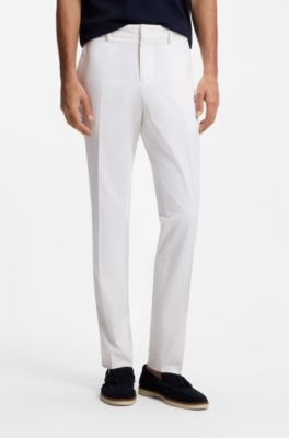 Slim-fit trousers in washable stretch cotton, White