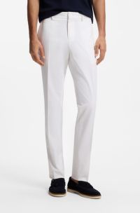 Pantaloni slim fit in cotone elasticizzato lavabile, Bianco