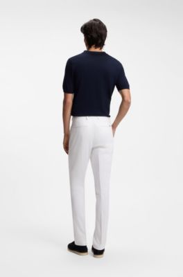 Slim-fit trousers in washable stretch cotton, White