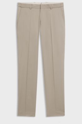 Slim-fit trousers in washable stretch cotton, Beige