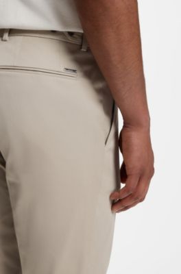 Slim-fit trousers in washable stretch cotton, Beige