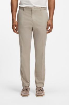 Slim-fit trousers in washable stretch cotton, Beige