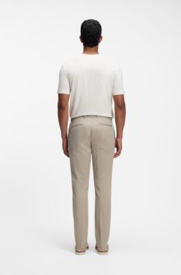 Slim-fit trousers in washable stretch cotton, Beige