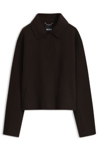 Melange wool-blend coat with a point collar, Dark Brown