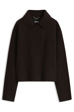 Melange wool-blend coat with a point collar