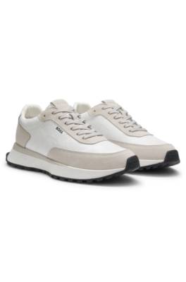 Leather trainers with side-panel logo 1