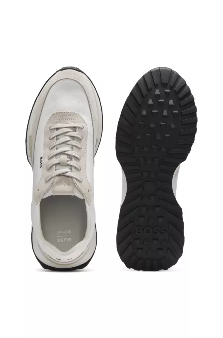 Leather trainers with side-panel logo