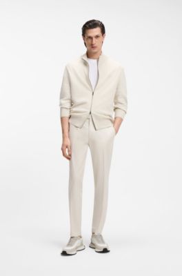 Leather trainers with side-panel logo, White