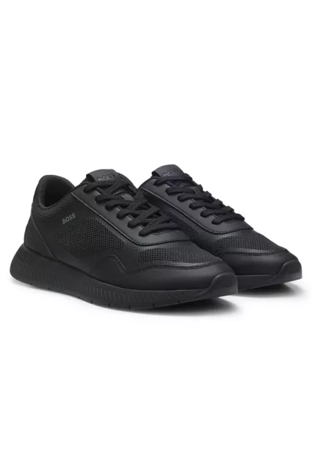 Mesh trainers with ribbed sole