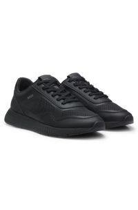 Mesh trainers with ribbed sole, Black