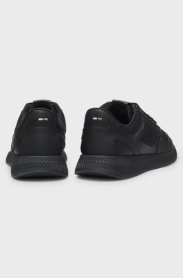 Mesh trainers with ribbed sole, Black