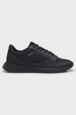 Mesh trainers with ribbed sole, Black