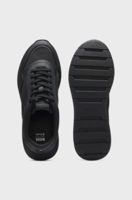 Mesh trainers with ribbed sole, Black