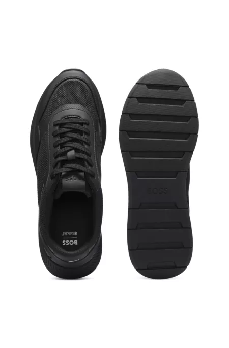 Mesh trainers with ribbed sole