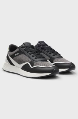 Mesh trainers with ribbed sole, Dark Grey