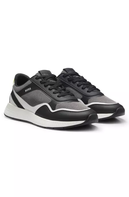 Mesh trainers with ribbed sole