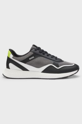 Mesh trainers with ribbed sole, Dark Grey