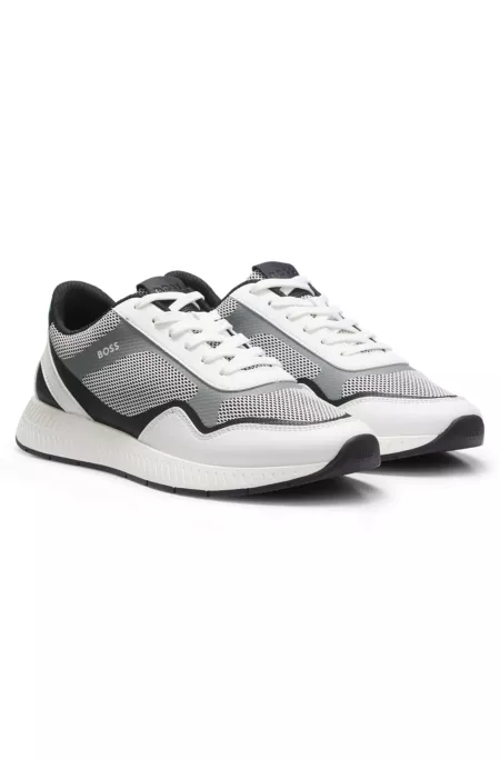 Mesh trainers with ribbed sole