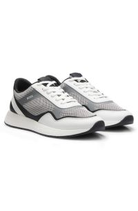 Mesh trainers with ribbed sole, White