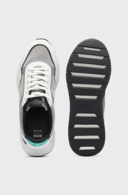 Mesh trainers with ribbed sole, Natural