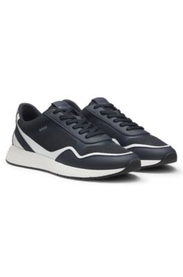 Mesh trainers with ribbed sole, Dark Blue