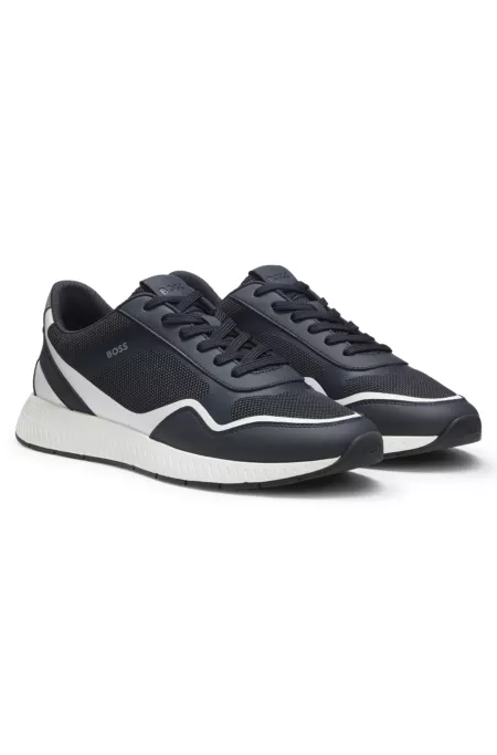 Mesh trainers with ribbed sole