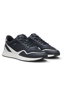 Mesh trainers with ribbed sole