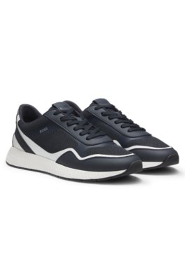 Mesh trainers with ribbed sole