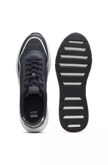 Mesh trainers with ribbed sole