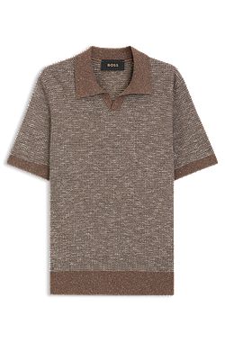 Polo maglione in mohair, seta e cotone con colletto Johnny