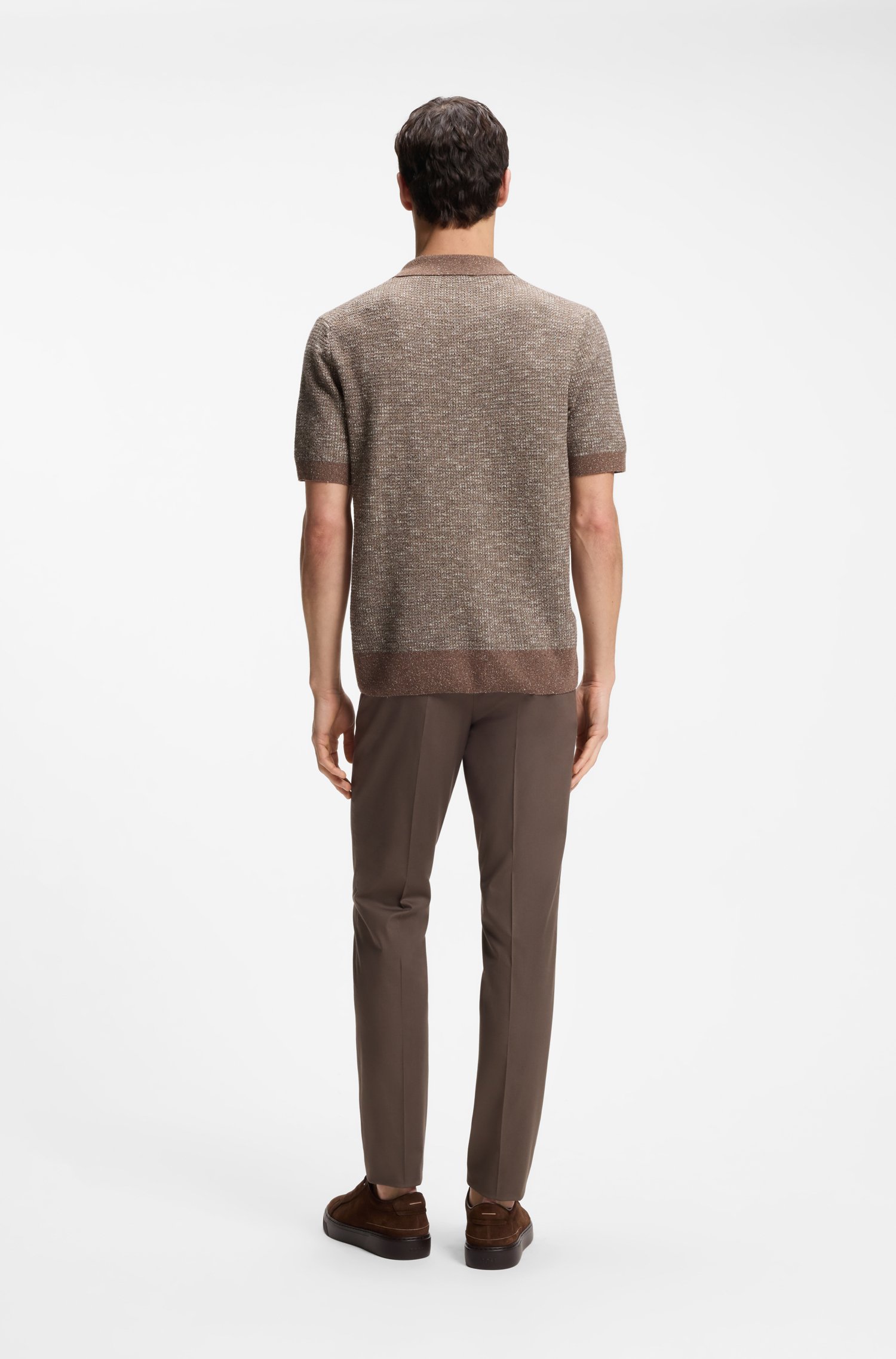 Boss Johnny-collar polo sweater in wool, silk and cotton tröjor herr – bild 3