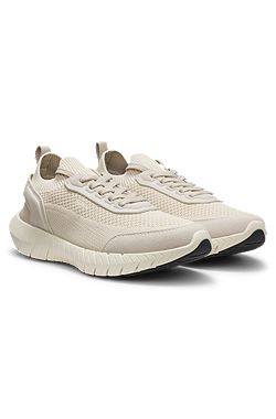 Lace-up suede trainers with a knit sock