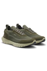 Sock trainers with suede trims , Dark Green
