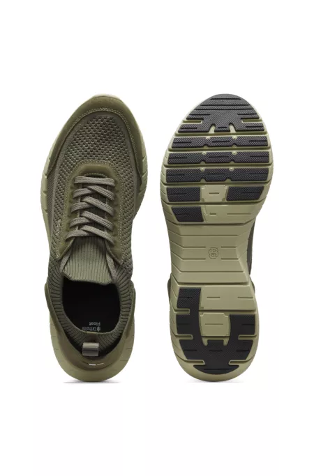 Baskets chaussette avec finitions en cuir suédé