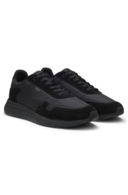 Lace-up trainers in lightweight fabric with suede trims
