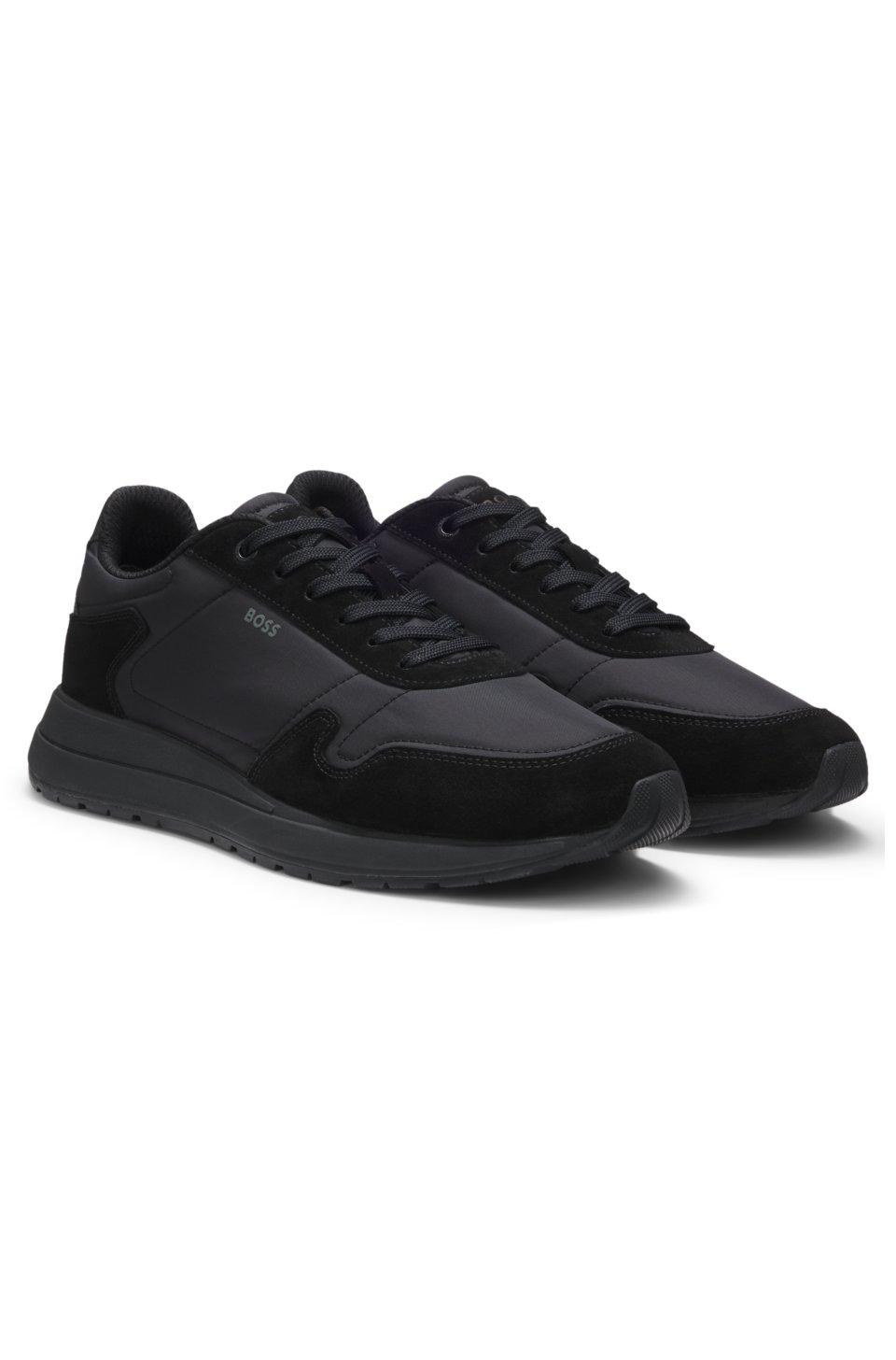 Lace-up trainers in lightweight fabric with suede trims
